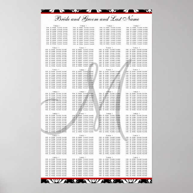 Template Damask Wedding Plan Poster (Vorne)