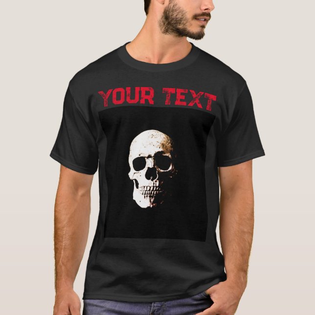 Template Distressed Text Black & Red Mens Moderne T-Shirt (Vorderseite)