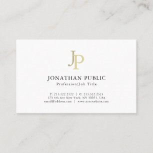 Template Elegant Monogram Beruflich Gold White Visitenkarte