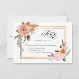 TEMPLATE Elegante Florale Burgunderrot Florale Gol Einladung