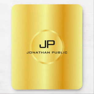 Template Faux Gold Modern Elegant Monogram Mousepad