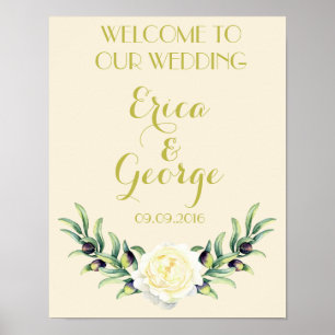 Template floral Rose Begrüßungszeichen Print Poster
