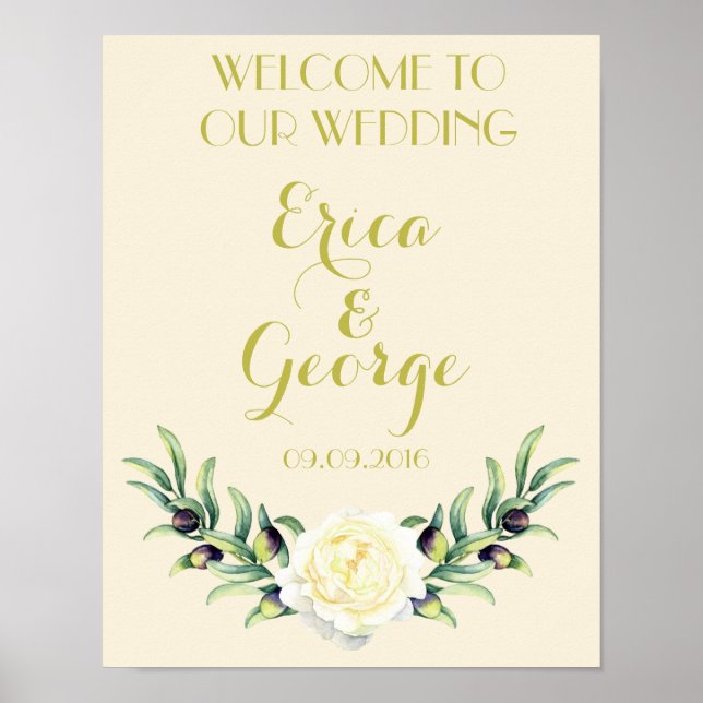 Template floral Rose Begrüßungszeichen Print Poster (Vorne)