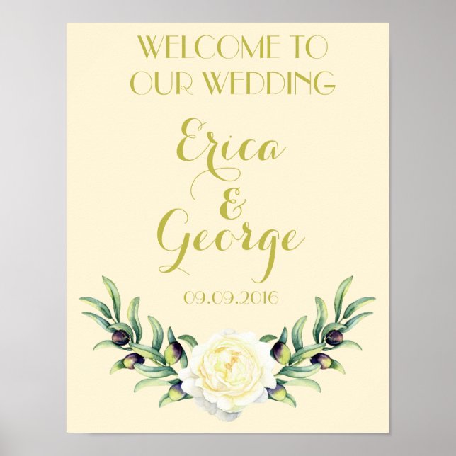 Template floral Rose Begrüßungszeichen Print Poster (Vorne)