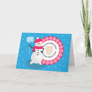 Template Foto Happy Holidays Snowman Feiertagskarte