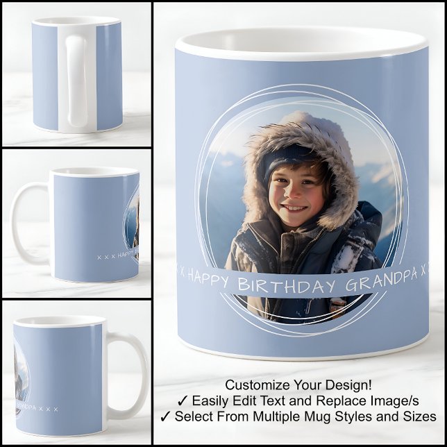 Template Foto Message Keepake Grandpa Blue C410 Kaffeetasse (Von Creator hochgeladen)