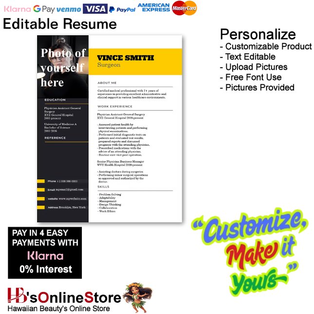 Template für die individuell anpassbare Menge mit  Briefbogen (Customizable Resume Template with Photo Letterhead 14.)