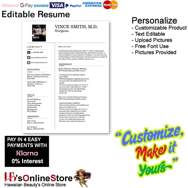 Template für die individuell anpassbare Menge mit  Briefbogen (Customizable Resume Template with Photo Letterhead 10.)