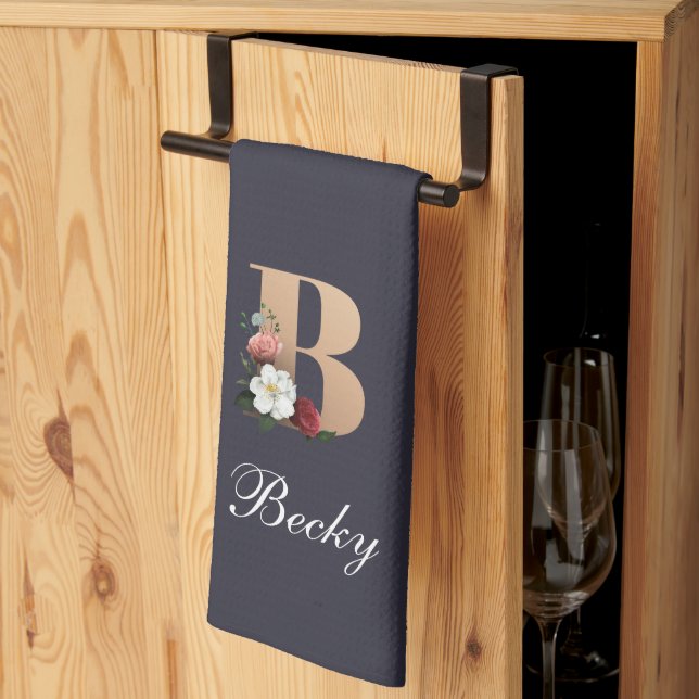 TEMPLATE FÜR hübsches florales Monogramm B Geschirrtuch (Drittel gefaltet)