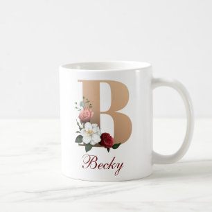 TEMPLATE FÜR hübsches florales Monogramm B Kaffeetasse