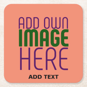 TEMPLATE FÜR MODERNE EDITABLE CORAL ORANGE IMAGE RECHTECKIGER PAPPUNTERSETZER