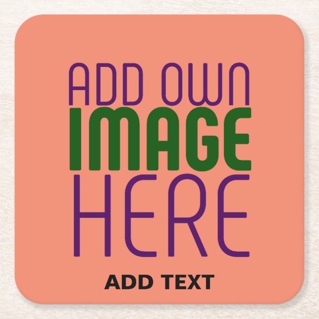 TEMPLATE FÜR MODERNE EDITABLE CORAL ORANGE IMAGE RECHTECKIGER PAPPUNTERSETZER (Vorderseite)