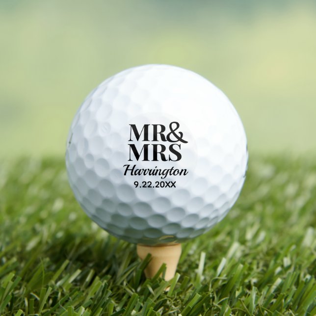 Template Gastgeschenk Hochzeit Mr. & Mrs. Name Nie Golfball (Insitu T-Shirt)