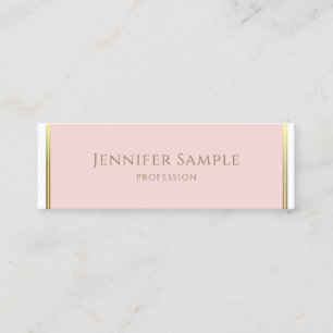 Template Gold Blush Pink Weiß Moderne Elegant Mini Visitenkarte