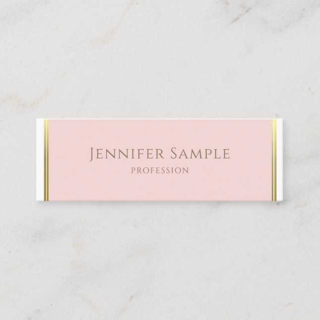 Template Gold Blush Pink Weiß Moderne Elegant Mini Visitenkarte (Vorderseite)