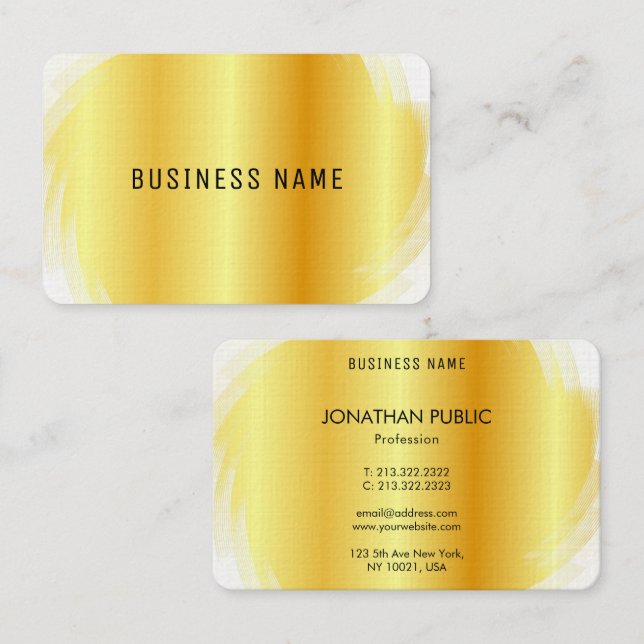 Template Gold Look Beruflich Moderne Elegant Visitenkarte (Vorne/Hinten)