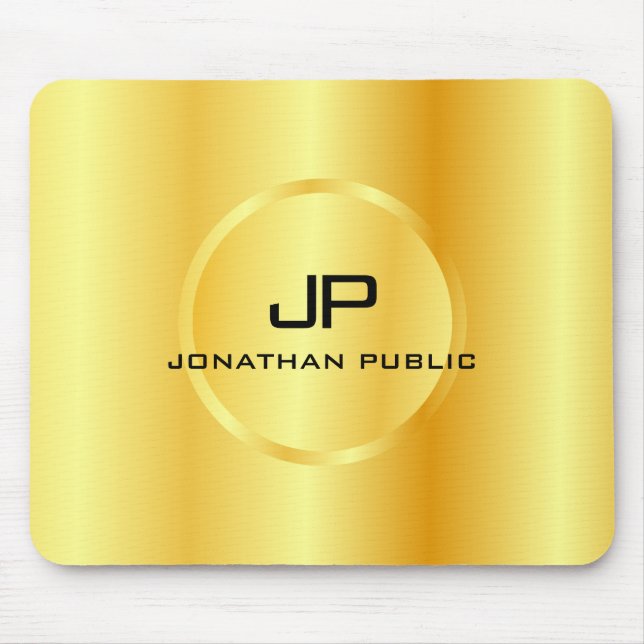 Template Gold Look Modernes elegantes Monogramm Mousepad (Vorne)