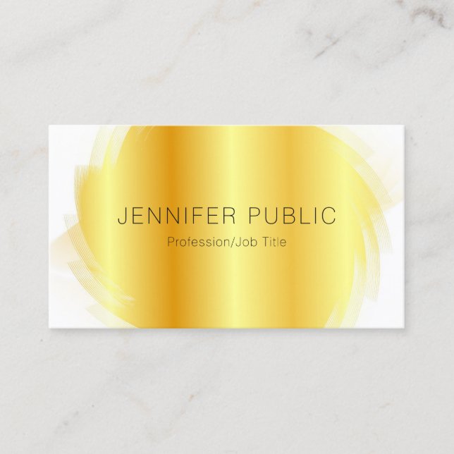 Template Imitate Gold White Modern Elegant Einfach Visitenkarte (Vorderseite)