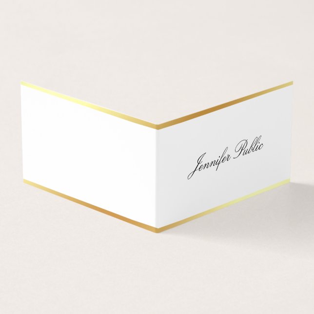 Template Modern Gold Elegante Handschrift einfach Visitenkarten (Vorderseite)