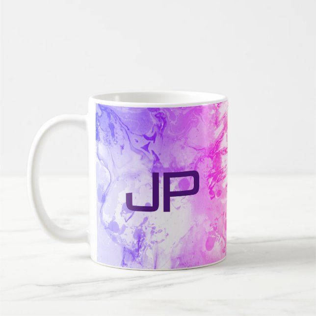Template Monogram Elegante Moderne Abstrakte Kunst Kaffeetasse (Links)
