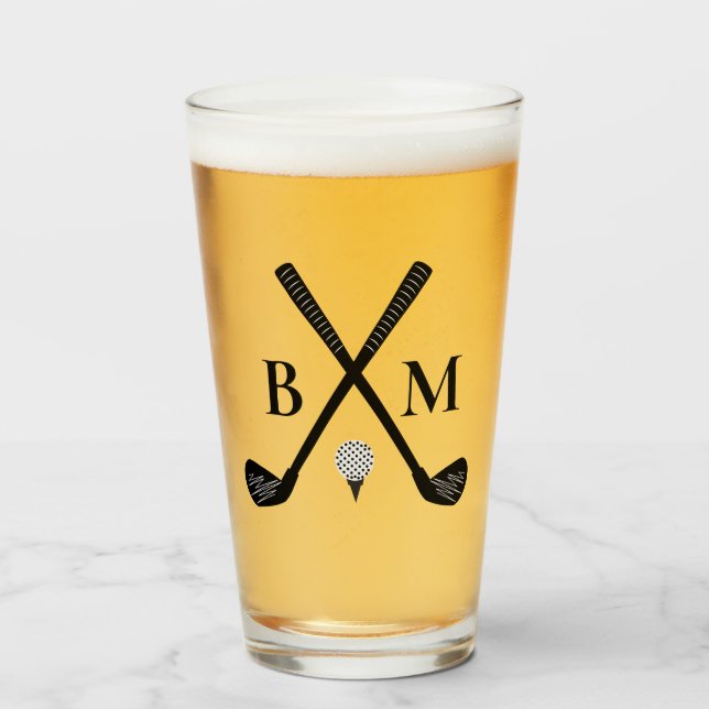 Template Monogram Initial Golf Club Dad Beer  Glas (Vorne (Gefüllt))