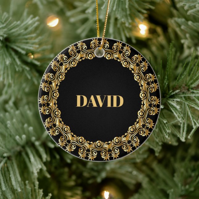 TEMPLATE, Name, Decorative gold frame Keramik Ornament (Baum)