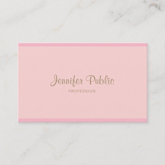 Template Pink Gold Handschrift Moderne Elegant Visitenkarte (Vorderseite)