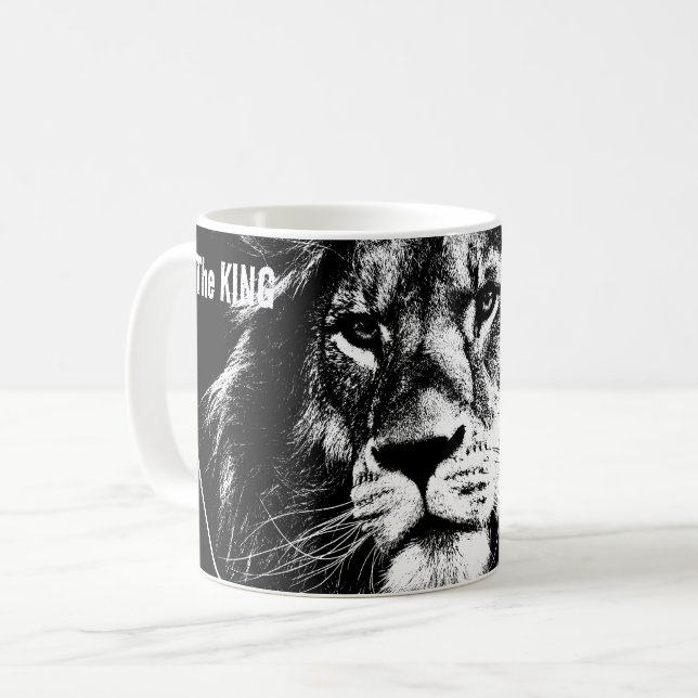Template Pop Art Animals Löwe Gesicht der König Kaffeetasse (Vorderseite Links)