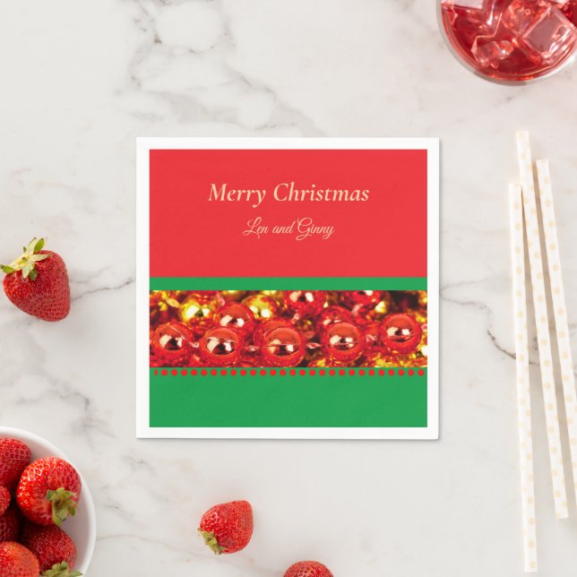 Template, Red and Green Christmas, Add Text, Serviette (Beispiel)