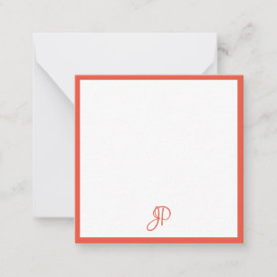 Template Red Orange White Calligraphed Monogram Mitteilungskarte