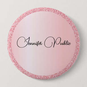 Template-Rose für Monogramm-Name Gold-Glitzer sieh Button