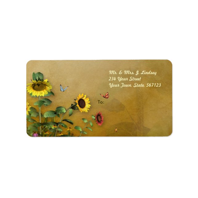 Template Sunflower Garden Adressaufkleber (Vorne)