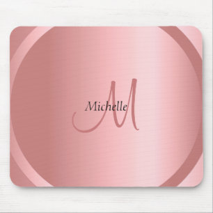 Template Trendy Rose Gold Monogram Modern Mousepad