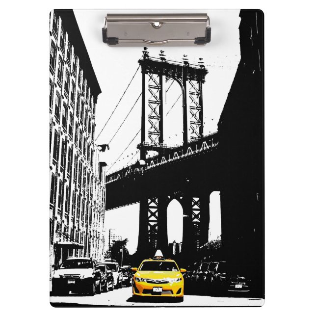 Template Yellow Taxi Brooklyn Bridge New York Klemmbrett (Vorderseite)