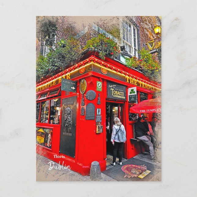 Temple Bar Dublin Irland Postkarte (Vorderseite)