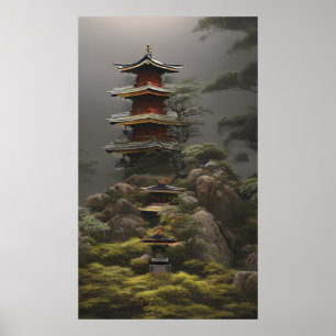 Temple - farbenfrohe Malerei Poster