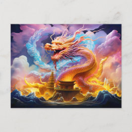Temple Grace – Chinesischer Airbrush-Drache in Ros Postkarte