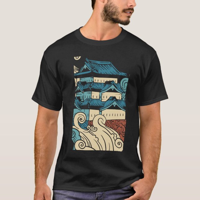 Temple Modern Colorful Black Art Illustration T-Shirt (Vorderseite)
