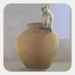Temple Monkey Quadratischer Aufkleber