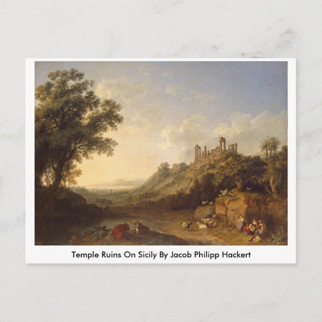 Temple Ruins auf Sizilien von Jacob Philipp Hacker Postkarte (Vorderseite)