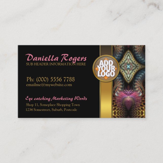 Temple Tapestry Fraktale Gold Black Business Cards Visitenkarte (Vorderseite)