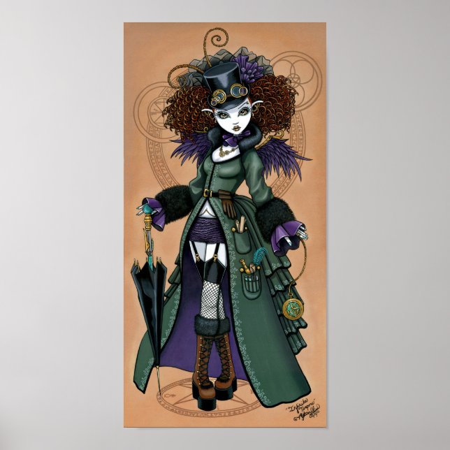 Temple Viktorianisch Steampunk Time Traveller Ange Poster (Vorne)