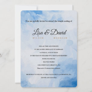 Temple Wedding & Empfang Invite Blue Watercolor Einladung