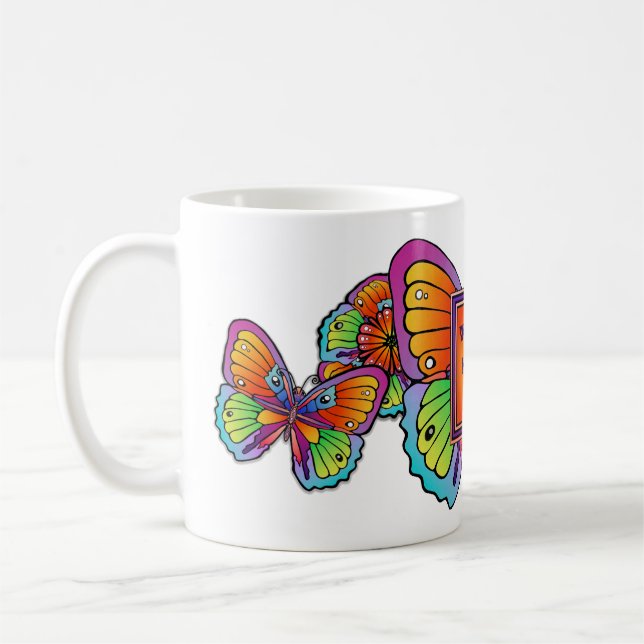 Templed Butterfly & Blume Design COFFEE TASSE (Links)