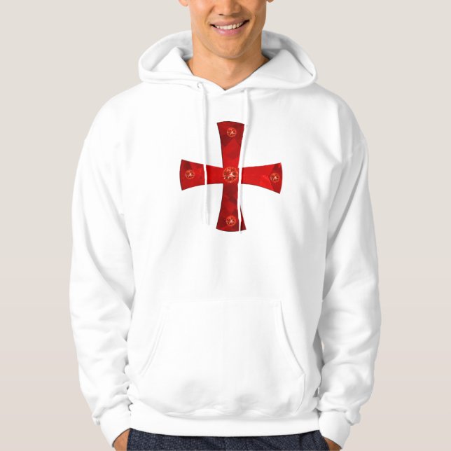 Templer-Kreuz Edelsteine + Schwerte hinten Hoodie (Vorderseite)