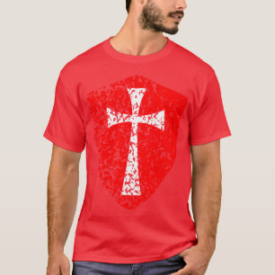 Templer Kreuzritter bedrängtes rotes Kreuz T-Shirt