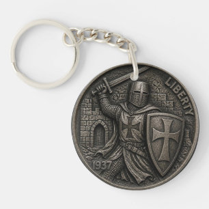Templer-Ritter-Hobo-Nickel-geschnitzte Münze Schlüsselanhänger