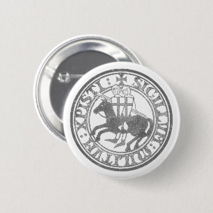 Templer-Siegel Zwei Ritter Pferd Medaillon Button