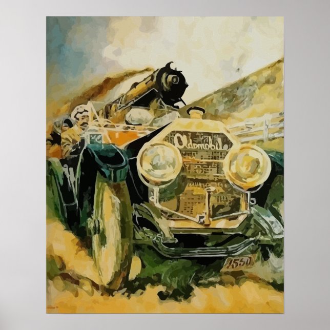 Tempo, Automobil gegen Dampflokomotive Poster (Vorne)