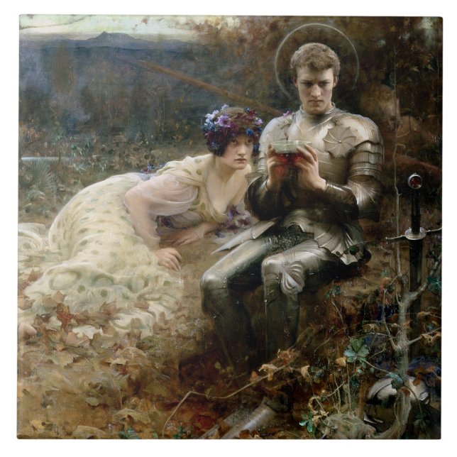 Tempo von Sir Percival (mittelalterlicher Ritter) Fliese (Vorderseite)